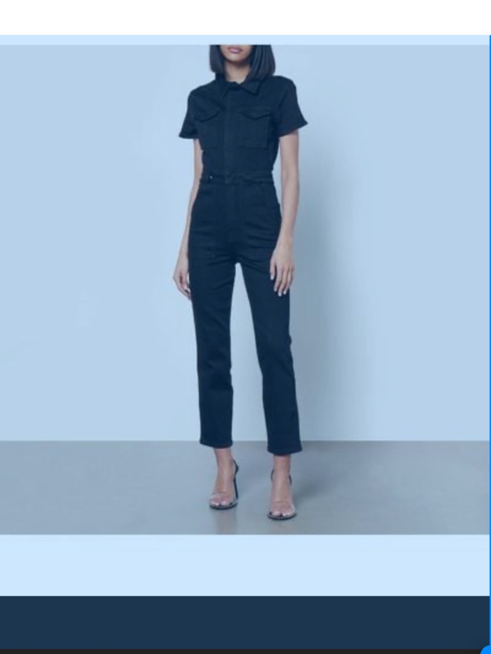 Good American Black Short-Sleeve Straight Leg Jumpsuit